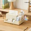 Organizador de escritorio con una caja de pañuelos de resorte, una caja de almacenamiento creativa y multifuncional, un portalápices de plástico de gran capacidad