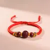 Pulsera Roja de Cuerda de Cinabrio Natural para Niños, Pulsera de Bebé del Año de Nacimiento, Amuleto Seguro de Transferencia, Pulsera de Cinabrio para Bebé