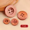 Botones de Madera con Borde Ancho y Línea de Puntos, Botones Redondos de Madera de Cuatro Agujeros, Botones de Camisa, Botones de Suéter, Botones para Abrigos, Botones de Chaqueta de Traje, Botones de Color Café