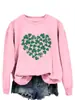 Moda Europea y Americana Cuello Redondo Estampado de Trébol y Corazón Sudadera Casual para Mujer Exportación a Ebay Top Versátil y Elegante para Mujer