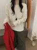 26 Nova Coleção de Outono: Blusa de tricô básica de cor sólida estilo coreano com gola redonda e mangas compridas, versátil para looks casuais e de trabalho, peça base feminina