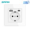 82-Tipo 16A Estilo europeo Estilo alemán USB + Carga rápida Tipo C Toma estándar alemana de 20 W Panel de vidrio estilo alemán