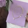 Colar Pingente Flor de Contas de Vidro Doce Design de Nicho Luxo Leve Temperamento de Alta Classe Moda Simples Versátil Acessório