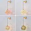 Luminária de Parede de Latão e Vidro para Cabeceira Lâmpada Longa Dourada Simples Criativa Moderna Nórdica Iluminação de Balcão de Bar de Quarto Lâmpada de Pétala de Luxo