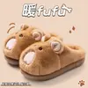 Pantuflas de Algodón Marmot para Mujer 2025 Nuevo Estilo Otoño e Invierno Antideslizantes Cálidas Piel Sintética Dibujos Animados Lindas Zapatos de Pareja para Hombre