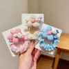 Goma para el pelo de encaje con flor y lazo para niñas, Cuerda para el pelo dulce que no daña el pelo, Goma para moño, Goma elástica para niña