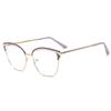 Nuevos lentes de metal con montura anti luz azul para mujer, doble ceja pintada, ojo de gato, lentes de moda, protección para los ojos, montura para miopía