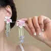 "Ilha de Férias" Flores da Primavera e Verão Longos Nicho High-end Brincos de Tarraxa Borla Estilo Feriado Mostram o Rosto Pequenos Brincos para Mulheres