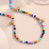 Venta Caliente Transfronteriza Europea y Americana Color Gelatina Estilo Vacaciones en la Playa Acero Inoxidable Chapado en Oro de 18K Concha de Acrílico Collar Colorido