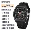 Reloj Electrónico Sanda Clásico Transfronterizo con Correa de Acero Multifunción Impermeable para Estudiante con Tres Zonas Horarias y Alarma
