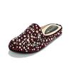 Moda para mujer Primavera y Otoño Nuevos Versátiles Mocasines Planos Lazy Slip-On con Pedrería, Pantuflas de Punta Redonda para Mujer