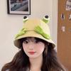 Lindo Sombrero de Pescador de Mano de Rana de Ojos Grandes para Mujer, Primavera y Verano Viaje Familiar Versátil Protección Solar Sombrero Dulce de Dibujos Animados Estilo Japonés