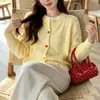 Nuevo cárdigan de punto trenzado vintage con cuello redondo para mujer, diseño de otoño e invierno con botones de arcoíris, top suave y acogedor para mujer
