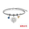 Pulsera Europea y Americana transfronteriza hueso de serpiente día del maestro acero inoxidable diamante azul conmemorativa regalo de vacaciones grabado pulsera de acero de titanio al por mayor
