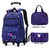 Mochila escolar trolley de tres piezas de fábrica de pescado natural nueva para estudiantes de primaria subiendo escaleras gran capacidad impermeable venta caliente transfronteriza