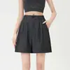 Tiro real Lino Tencel Casual Holgado Versátil Elegante Reductor de edad Pantalones de pierna ancha Verano para mujer Adelgazantes Línea A Shorts Blancos