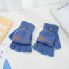 Guantes de dedo medio para niños otoño e invierno niños medio dedo cálidos lindos estudiantes de primaria escritura guantes de punto de doble propósito al por mayor