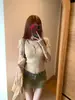 Camiseta de Punto Sencilla y Moderna Estilo Coreano para Mujer, Cuello Cuadrado, Corte Ajustado, Manga Corta, Decorada con Botones, para Verano