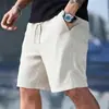 2026 Nuevos Pantalones Cortos de Verano para Hombre Estilo Europeo y Americano con Cordón, Waffle de Moda, Color Sólido, Casuales Deportivos