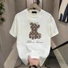 Camiseta Curta Soltinha com Estampa de Urso Marca Tendência para Homens e Mulheres Verão Estilo Americano Retrô Algodão Puro Camiseta de Casal