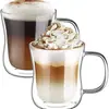 Taza de Vidrio Aislada de Doble Capa con Asa Resistente al Calor para Leche, Café, Té, Taza para Bebidas Calientes, Taza Doméstica de Vidrio de Borosilicato Alto