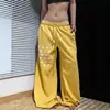 Exclusivo para ventas transfronterizas: Pantalones deportivos unisex de estilo americano con estampado de estrellas y letras, pantalones retro holgados de pierna ancha para bailar
