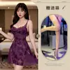 Lencería Sexy Estampado de Mariposa Escote Profundo Push-Up Almohadilla para Busto Grande Morado Sexy Encaje Camisón Bata Exterior Pijama para Mujer