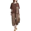 Traje de mujer de mediana edad, primavera y verano, nuevo estilo perezoso, retro, suelto, de talla grande, pantalones cortos estampados de moda, conjunto de dos piezas