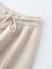 Pantalones de pierna ancha 100% cachemira pura de cintura alta, fluidos, para mujer, otoño e invierno, sueltos, de punto recto, casuales, hasta el suelo