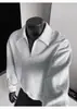 Camisa polo con cremallera, corte holgado, con cuello camisero, estilo retro otoñal, sudadera nueva de manga larga, top de moda estilo americano, prenda exterior casual, negro