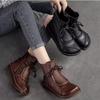 Botas de Moda con Suela de Plataforma Retro de Cuero Suave para Mujer 2026 Botas de Nuevo Estilo Otoño e Invierno Botas de Algodón con Forro de Lana Suela Suave Botas Casuales para Mamá
