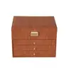 2026 Nueva Caja de Almacenamiento de Aretes y Collares Vintage con Grano de Madera Antioxidante Exquisita Caja de Almacenamiento Multifuncional para Joyas