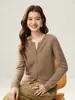 2025 Novo Cardigã Slim de Tricô de Caxemira com Zíper Feminino Gola Redonda Temperamento Manga Raglan Elegante Manga Longa Roupa Exterior