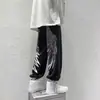 Calça de fleece forrada europeia e americana 2026, marca trendy de alta rua ins, com cordão, asa estilosa, jogger legal, calça esportiva casual para homens