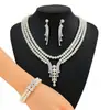 Conjunto de Collar, Pendientes y Pulsera de Tres Capas Estilo Europeo y Americano Transfronterizo para Mujer, Moderno para Bodas, Banquetes y Fiestas, Personalizable