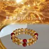 [Hazte Rico y Hazte Rico] Pulsera de Cristal Amarillo Citrino Natural Torre Diseño Original Ágata Roja Pulsera de la Suerte Regalo para Mujer