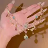 Collar con Borla de Piedra Ojo de Gato, Artesanía de Alta Resistencia de Lujo Ligero, Cadena para Clavícula de Alto Valor Verde con Diamantes Completos, Estilo Bosque, Estilo Corte Suave