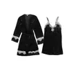 Novo Conjunto Sexy Preto de Duas Peças para Casa Europeu e Americano, Conjunto de Pijama de Renda Moderno
