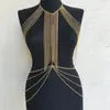 WMS Nuevo Estilo Europeo y Americano Cadena de Pecho de Aleación Metálica, Cadena de Cintura, Conjunto de Cadena Corporal en Dorado, Plateado, Negro Gunmetal B10