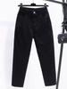 Pantalones de Pana para Mujer de Otoño e Invierno 2024, Forrados de Polar, Blancos, de Cintura Alta, Ajustados, Versátiles, Cortos, Estrechos, Tipo Zanahoria, Harem, Estilo Papá
