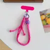 Cordão para Celular Cor Dopamina Botão Corda Curta Chaveiro Alça de Pulso Anti-Perda Bolsa Corda Cordão Curto Trançado