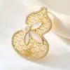 Nuevo Estilo Popular Broche de Perla con Forma de Calabaza con Incrustaciones Doradas y Nácar Blanco, Broche Simple Versátil y de Moda