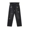 Jeans Rotos para Hombre Verano Retro Americano Marca de Moda Pantalones Rectos de Pierna Ancha Estilo High Street Pantalones Casuales Atractivos