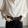 Cinturón de Cuero de Moda Estilo Hong Kong para Mujer con Hebilla de Pin, Versión Coreana Cinturón Casual Retro de Cuero Genuino para Mujer, Cadena de Cinturón Simple Versátil