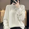 Blusa de Malha Base Cinza Moda Flor Manga Tricô Feminina 2026 Nova Outono Inverno Roupa Íntima Elegante Tamanho Plus Roupas Femininas Suéter Outono Inverno