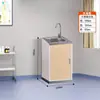 Gabinete Médico Occidental con Lavabo, Mesa Dispensadora y Gabinete para Medicamentos con Acabado de Madera Impresa por Transferencia para Clínicas y Consultorios Médicos Escolares