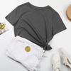 Bai Fen Zhi YiComércio Exterior Transfronteiriço Verão Estilo Europeu e Americano Básico Gola Redonda Manga Curta Cor Sólida Algodão Puro Camiseta para Mulheres