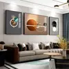 Pintura Decorativa Moderna Estilo Nórdico Três Painéis Parede de Fundo de Sofá Pintura de Parede Mural para Sala de Estar Novo Chinês Pintura para Restaurante Luxo Leve