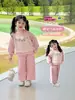 Conjunto de Sudadera Casual de Manga Larga y Pantalones de Pierna Ancha a la Moda para Niñas, Ropa de Otoño de Dos Piezas para Bebé Niña, Primavera y Otoño 2025