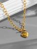 Europa y Estados Unidos transfronterizo nuevo ins simple versátil liso amor colgante pulsera de acero de titanio traje de collar con hebilla OT para mujer